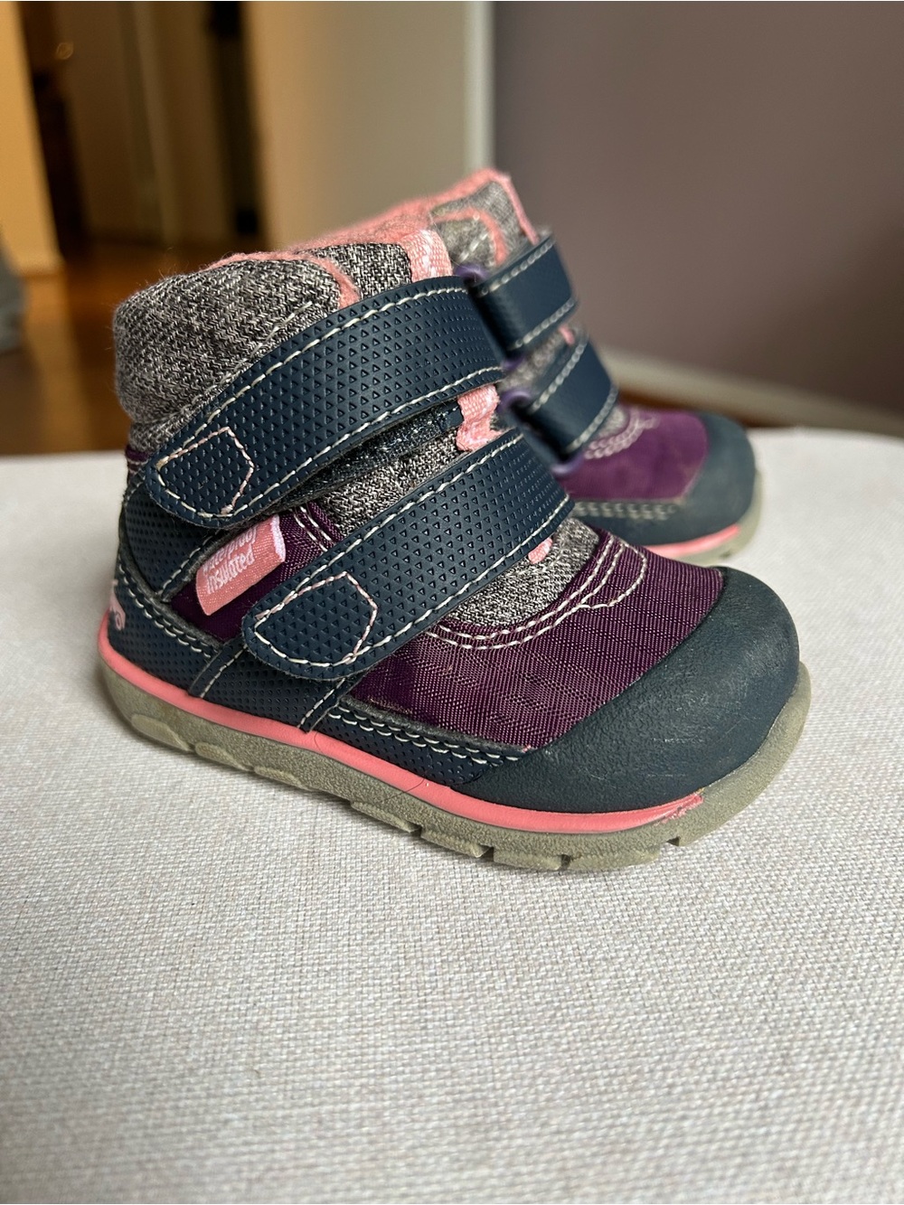See Kai Run Toddler Purple and Navy Winter Boot with Pink trim